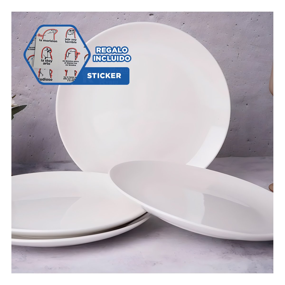 BANDEJAS DE PORCELANA BLANCO PARA HOGAR Y REUNIONES ELEGANTES Y+REGALO STICKER - 1