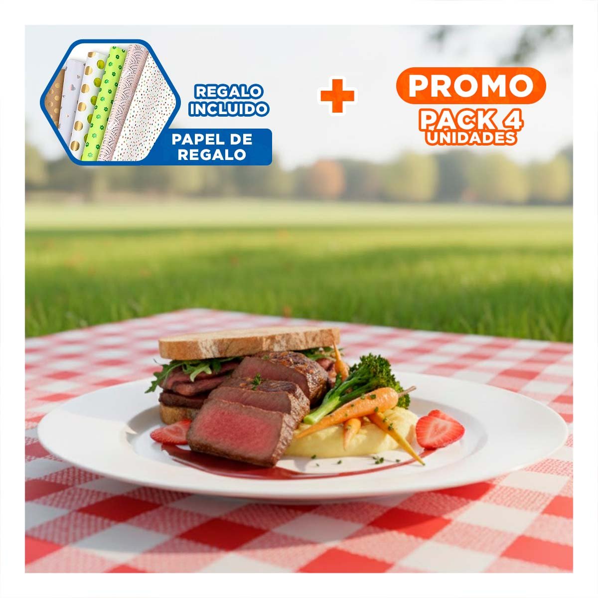 PACK4 FUENTE RESISTENTE PARA SERVIR EN COMEDOR FAMILIAR Y+PAPEL REGALO - 1