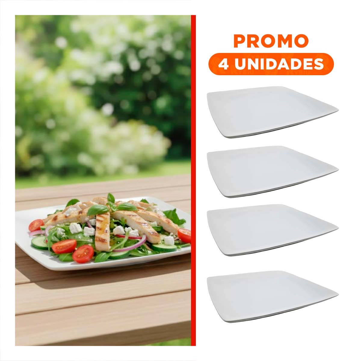 PACK4 VAJILLA PRACTICA CUADRADA PARA HOGAR FUNCIONAL Y MODERNO Y+REGALO STICKER - 1