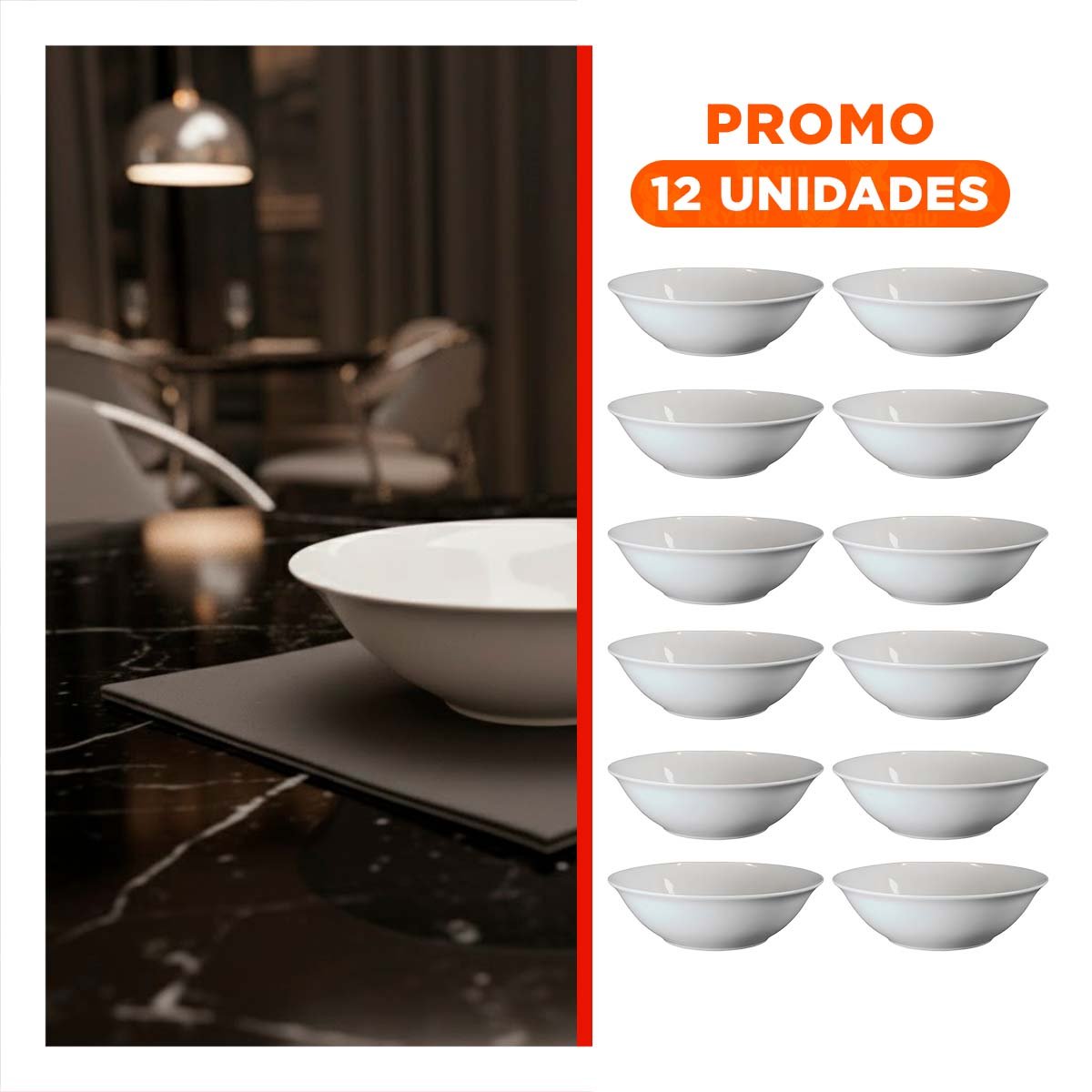 PACK12 BOWL RESISTENTE ONDA PARA SOPAS Y CREMAS EN COMEDOR Y+REGALO STICKER - 1