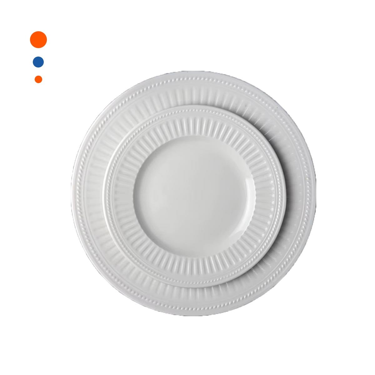 PLATO REDONDO DE MESA BLANCO CON LINEAS VERTICALES DECORATIVAS Y+LIGAS REGALO - 3
