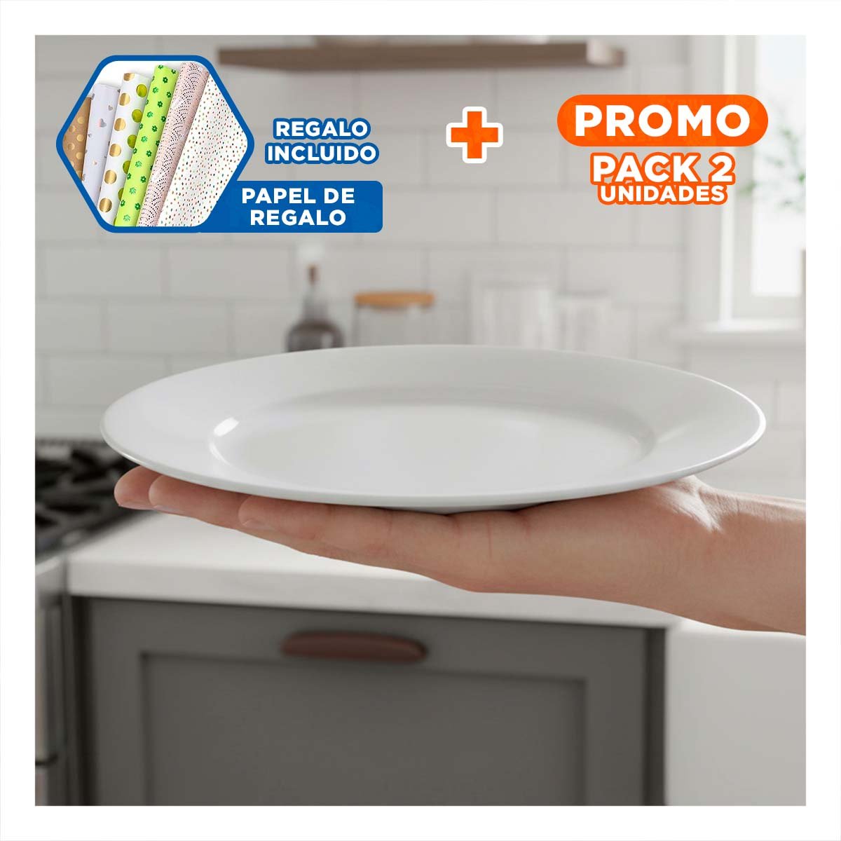 PACK2 PIEZA BLANCA PARA PRESENTACION DE PLATOS EN REUNIONES Y+PAPEL REGALO - 1
