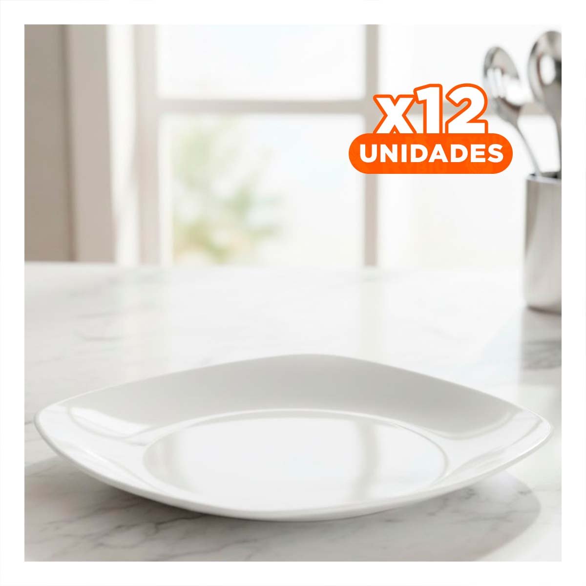 PACK12 BLANCO COMPLEMENTO CUADRADO PARA COCINA MODERNA - 1