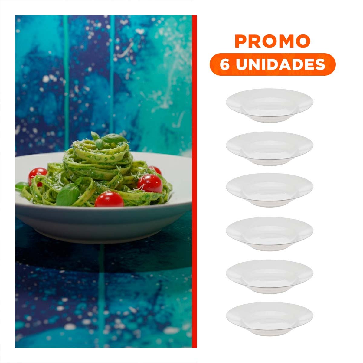 PACK6 CERAMICA MODERNA CIRCULAR SEMI HONDO BLANCO PARA HOGAR - 1