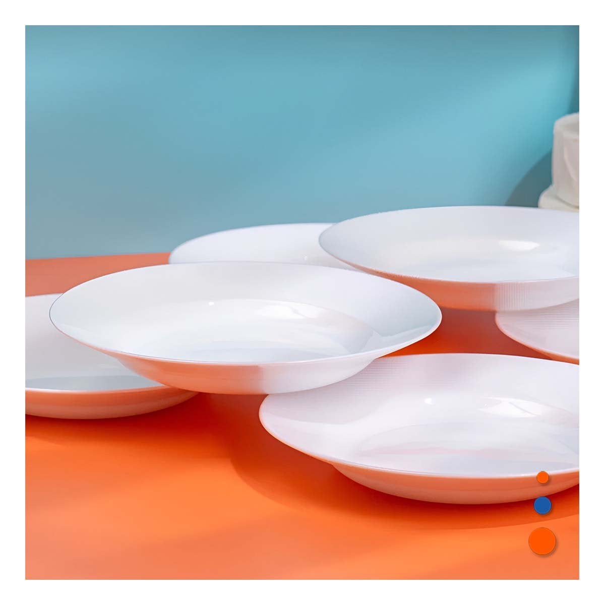 PACK6 CERAMICA MODERNA CIRCULAR SEMI HONDO BLANCO PARA HOGAR - 5