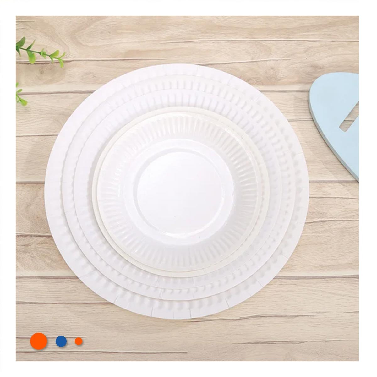 PACK4 BLANCO ACCESORIO CIRCULAR CON BORDE DE RAYAS VERTICALES - 3