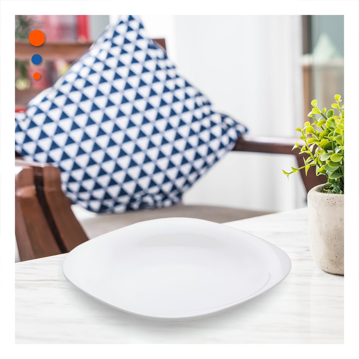 MESA MODERNA CON PLATO BLANCO DE ESTILO CUADRADO Y BORDE CURVO Y+PAPEL REGALO - 3