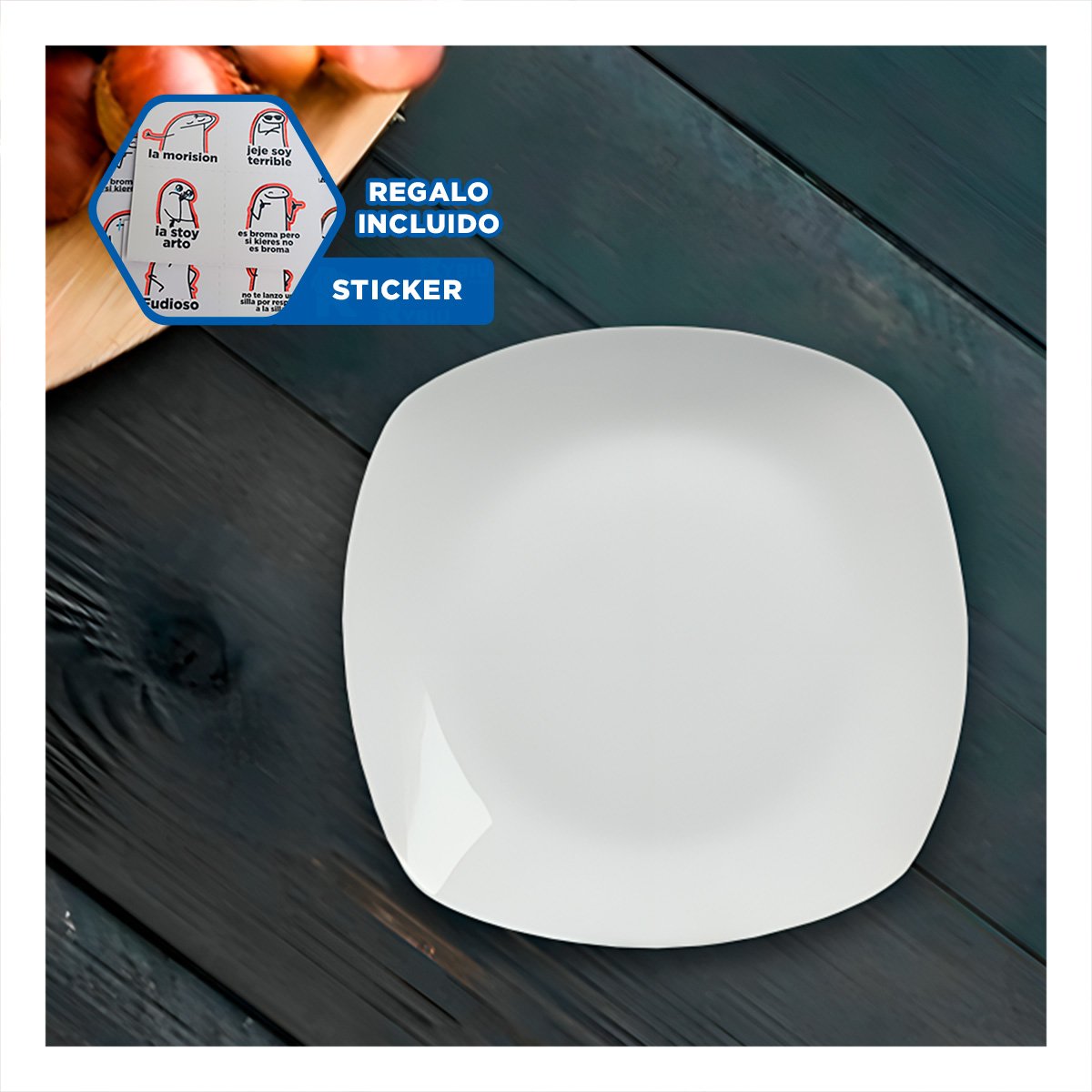 ARTICULO CUADRADO CON BORDE CURVO PARA SERVIR COMIDAS CASERAS Y+REGALO STICKER - 1