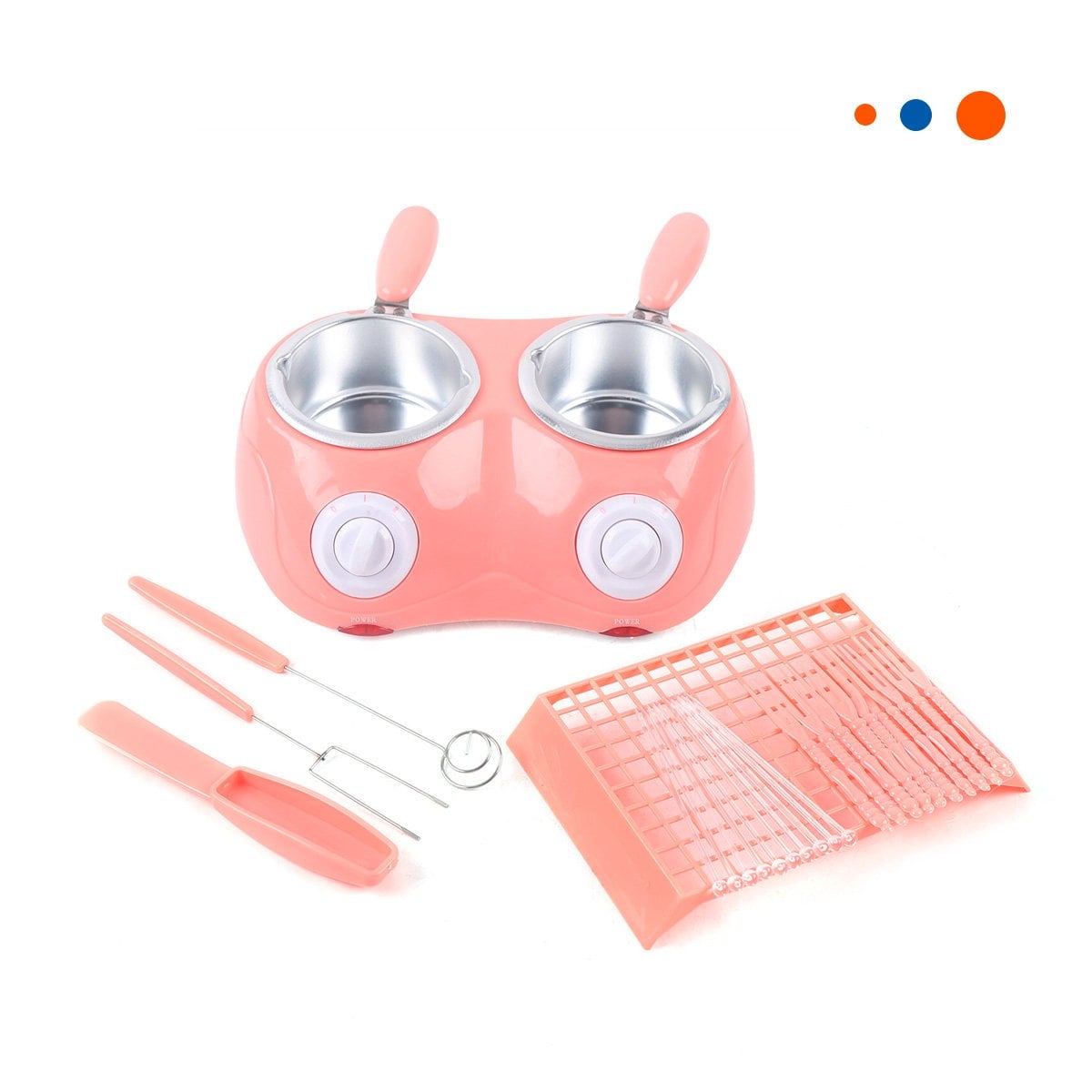 RECIPIENTE ROSADO DOBLE PARA PREPARAR CHOCOLATE CON ACCESORIOS Y+REGALO STICKER - 3