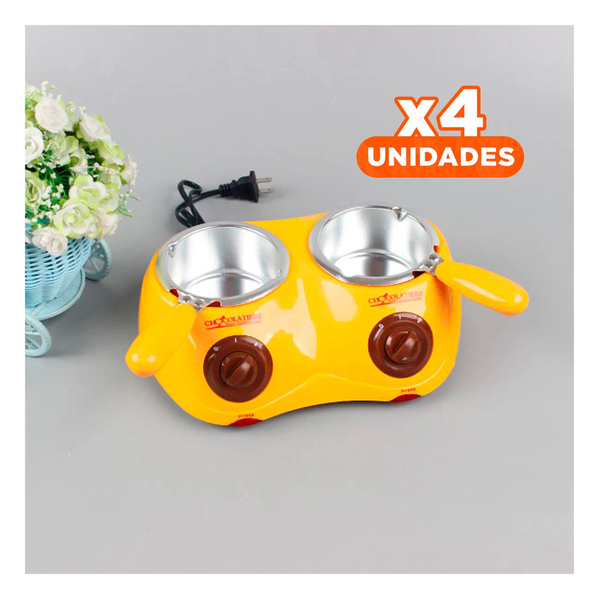 PACK4 RECIPIENTE PRACTICO PARA CHOCOLATE CON ACCESORIOS AMARILLO - 1