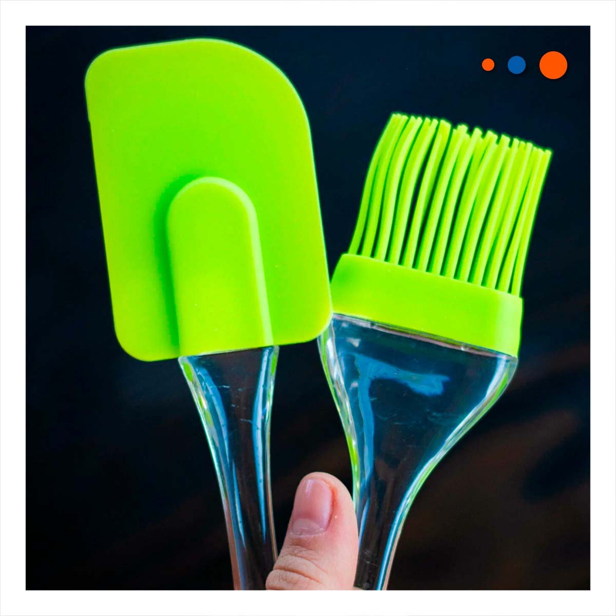 HERRAMIENTA COCINA ESPATULA Y BROCHA DE SILICONA VERDE LIMON - 2