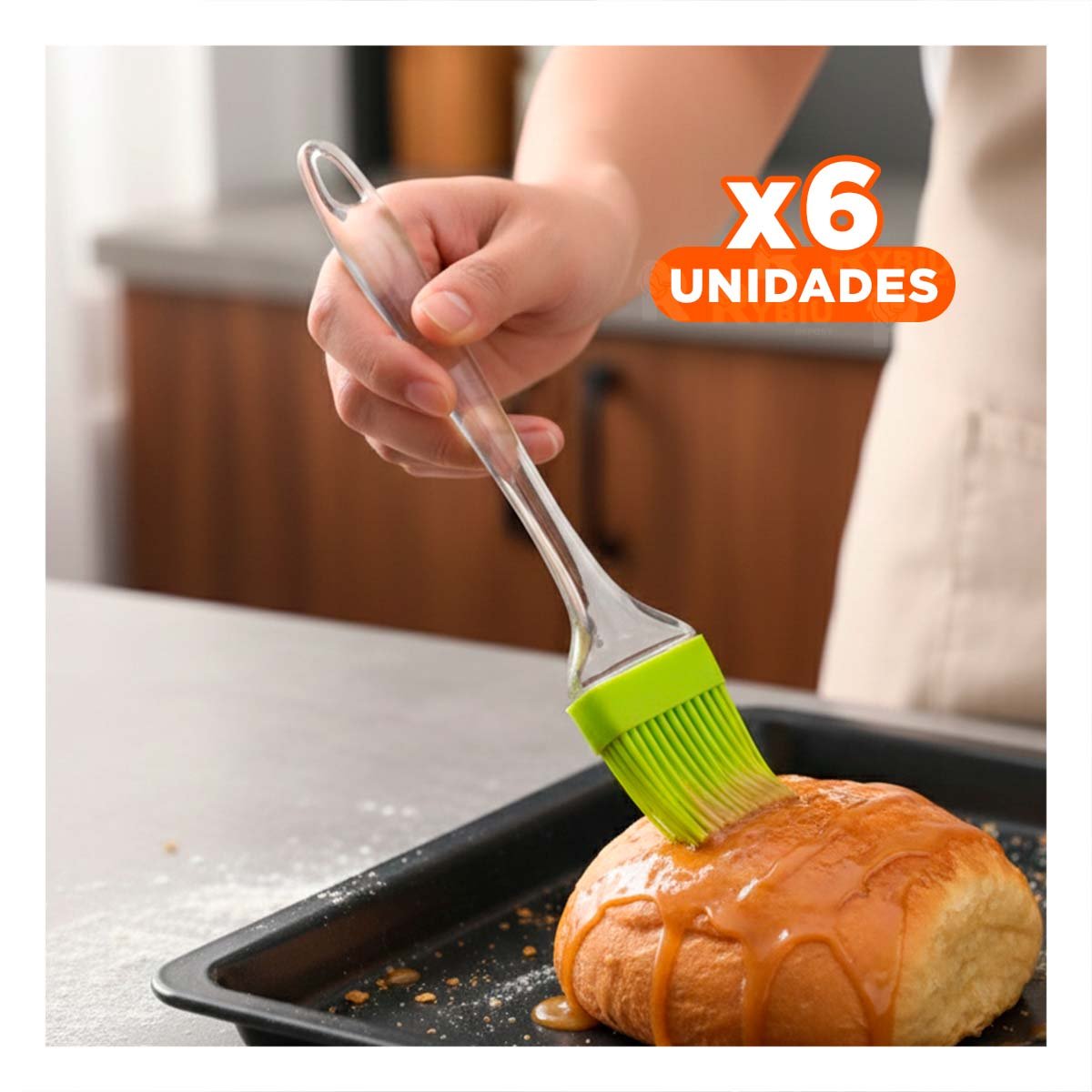 PACK6 PROPUESTA COCINA ESPATULA Y BROCHA DE SILICONA VERDE LIMON Y+REGALO STICKER - 1