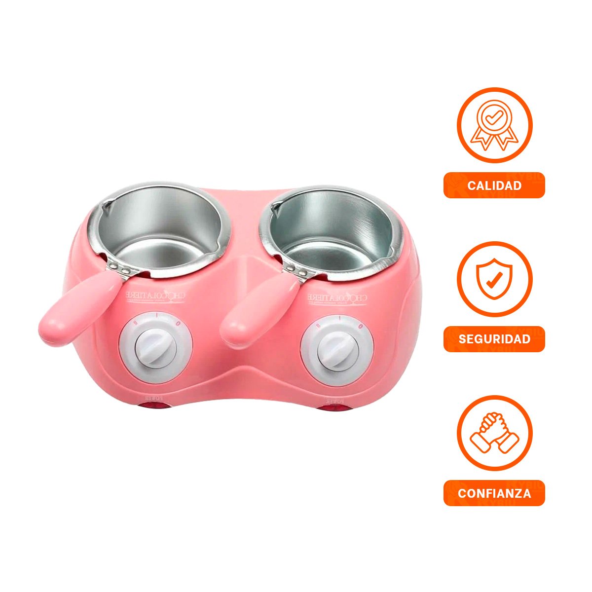 PACK6 CALDERO PARA PREPARAR CHOCOLATE DOBLE ROSADO CON ACCESORIOS Y+REGALO STICKER - 2