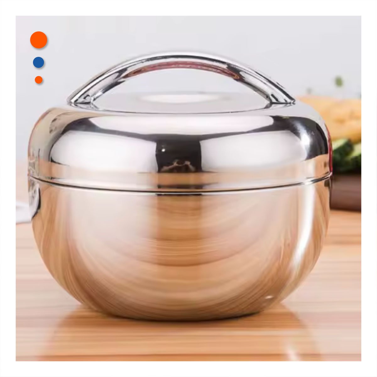 CONSERVADOR TERMICO CIRCULAR 1300ML DE ACERO PLATEADO PORTATIL PARA OFICINA Y+LIGAS REGALO - 3