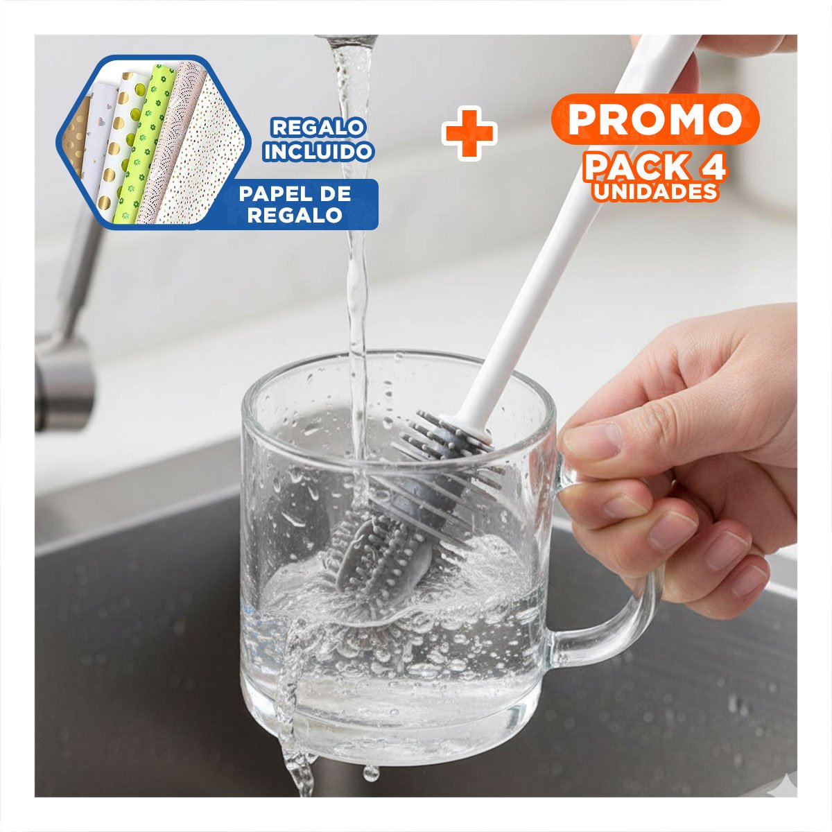 PACK4 HERRAMIENTA MULTIUSO DE SILICONA BLANCA PARA BOTELLAS EN COCINA Y+PAPEL REGALO - 1