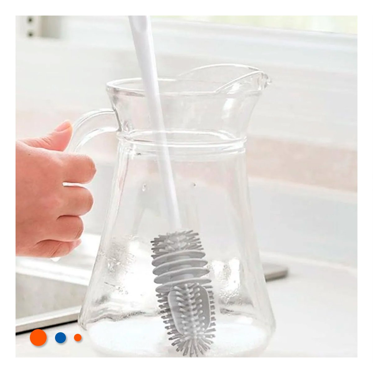 LIMPIADOR BLANCO DE SILICONA PARA BOTELLAS EN COCINA HOGAR Y+REGALO STICKER - 2