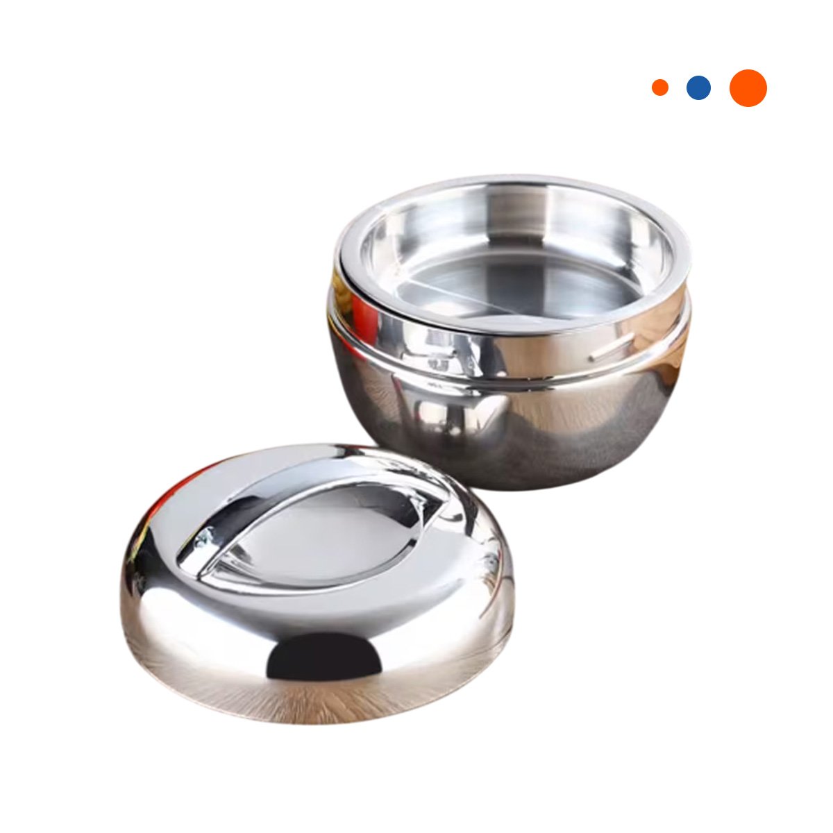PACK4 VIANDA TERMICA CIRCULAR 1300ML DE ACERO PLATEADO PARA HOGAR Y+PAPEL REGALO - 3