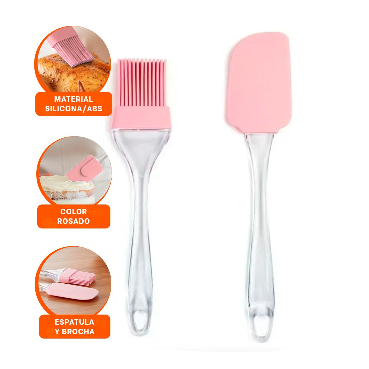 DISENO ESPATULA Y BROCHA DE SILICONA ROSADO PARA HOGAR MODERNO - 3