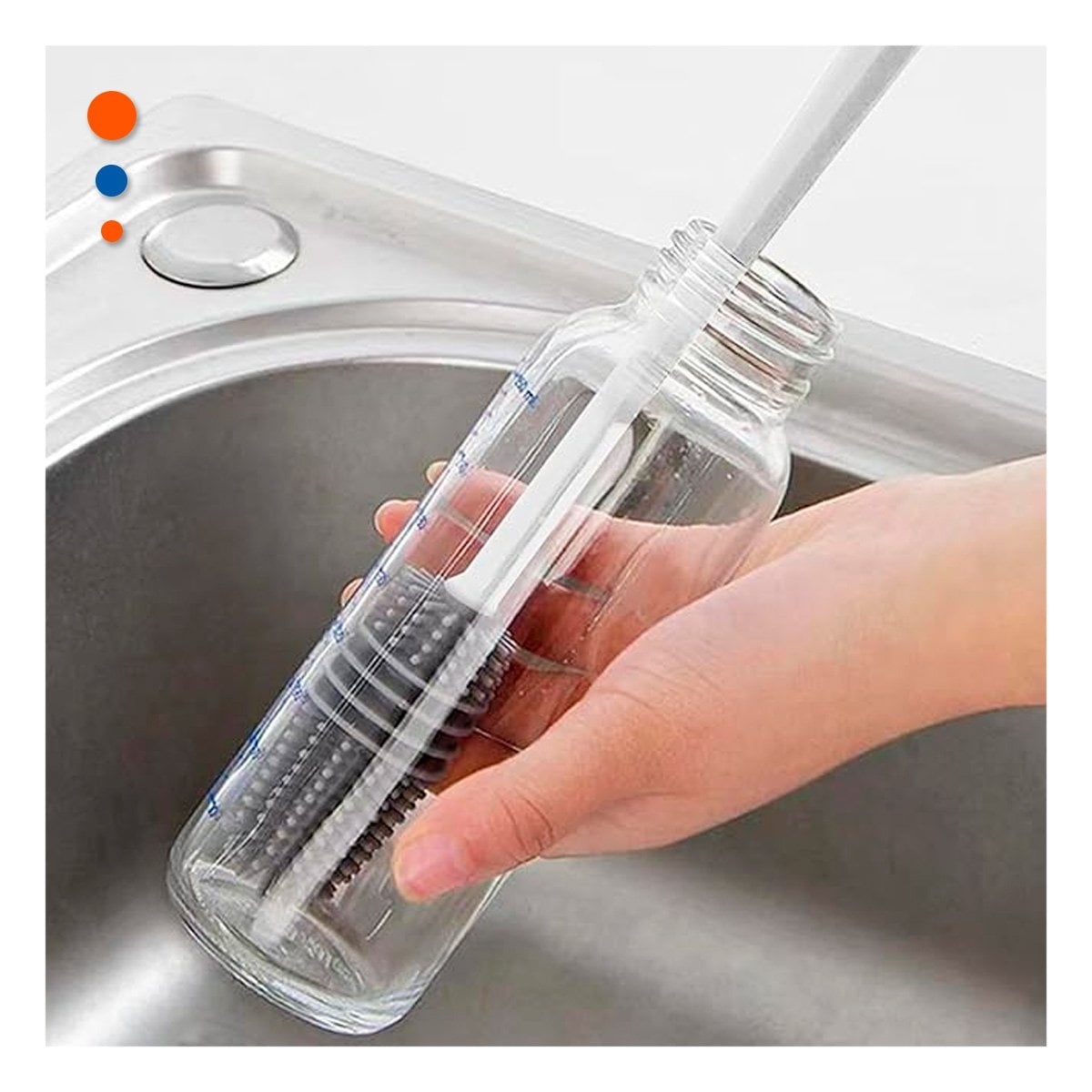 ESCOBILLA BLANCA DE SILICONA PARA BOTELLAS EN COCINA HOGAR - 1