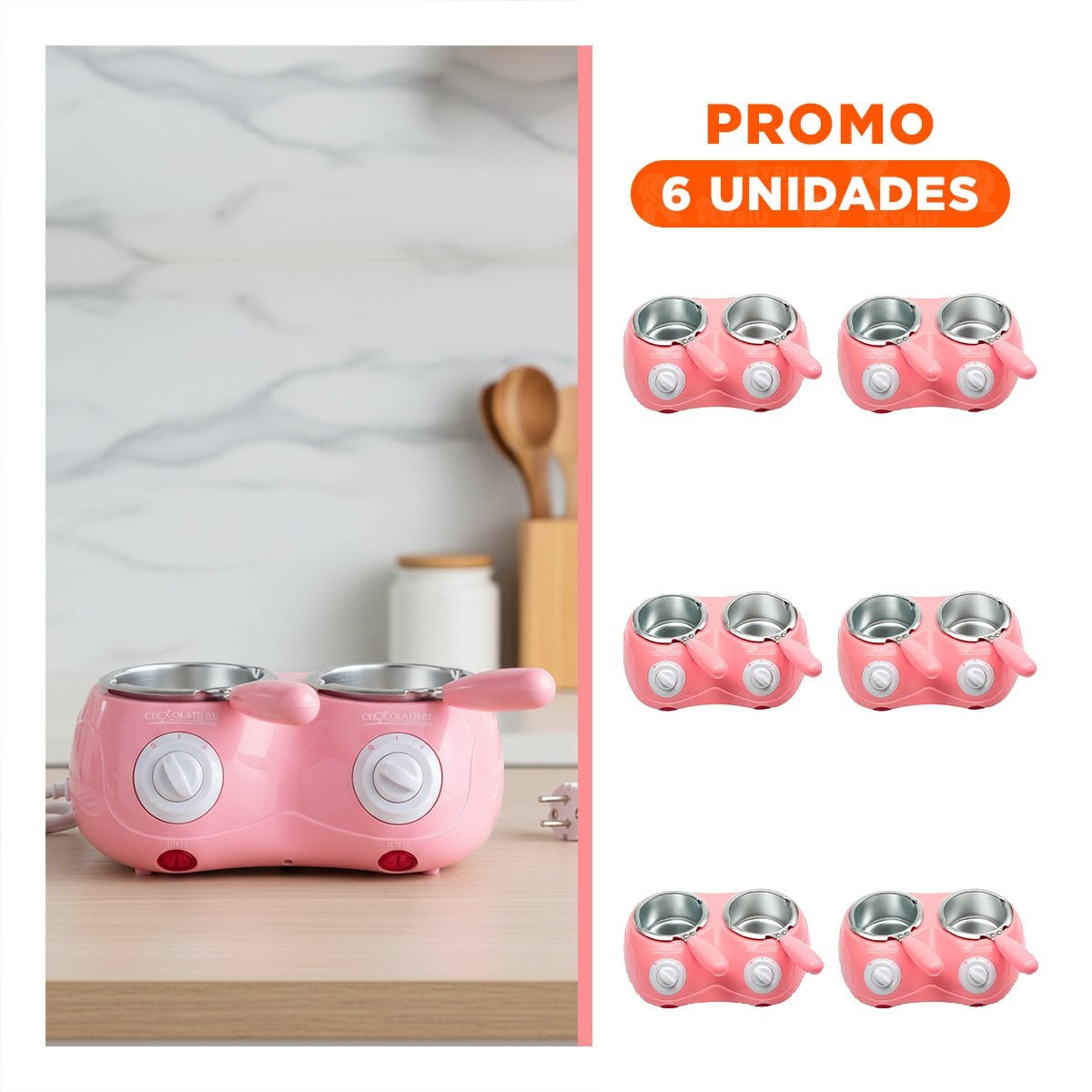 PACK4 VASIJA DOBLE ROSADA PARA BEBIDAS CALIENTES CON ACCESORIOS Y+REGALO STICKER - 1