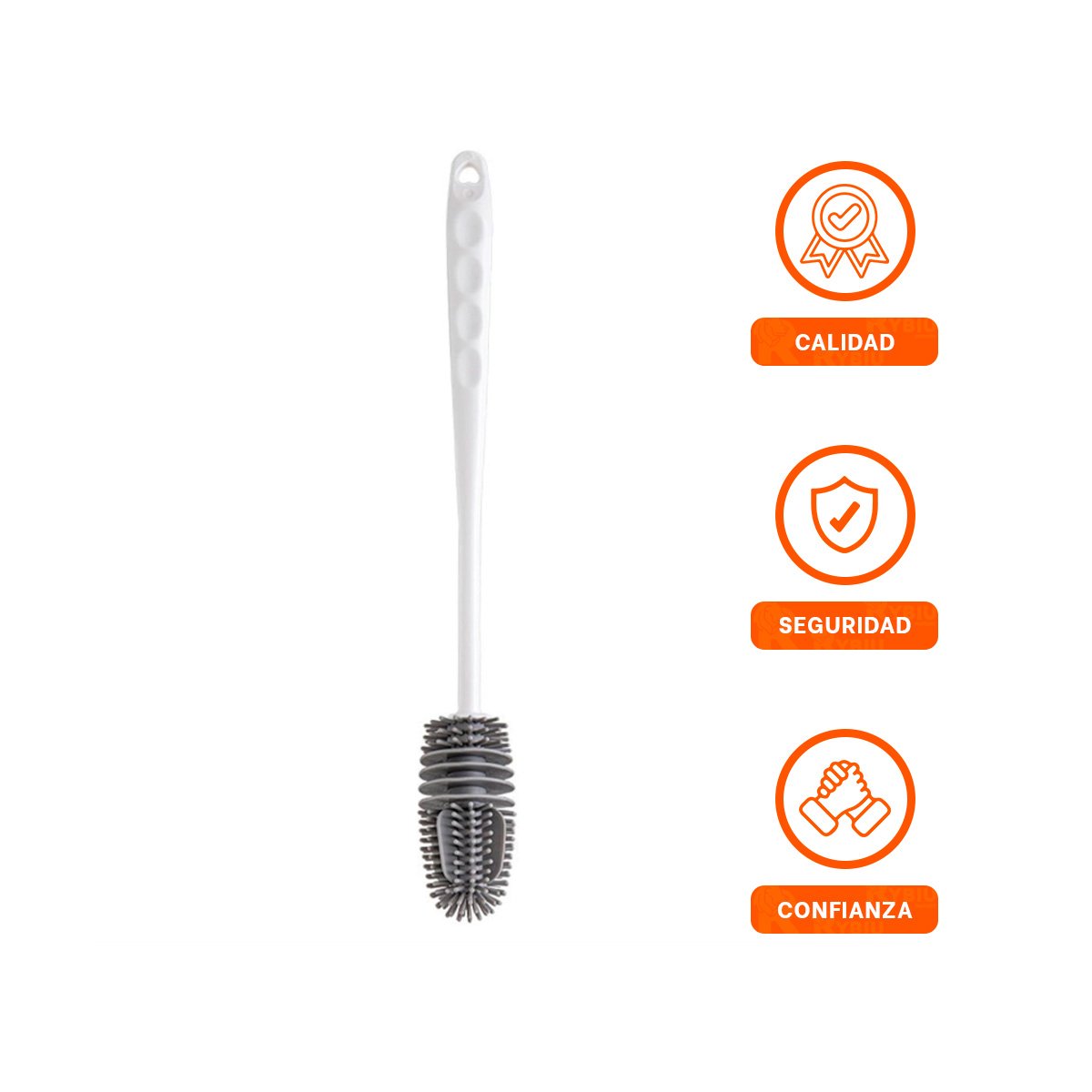 HERRAMIENTA BLANCA DE SILICONA PARA LIMPIAR BOTELLAS EN CASA Y+LIGAS REGALO - 3