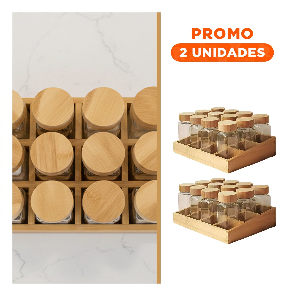 PACK2 ORGANIZADOR COMPACTO DE ESPECIAS CON 12 FRASCOS - 1