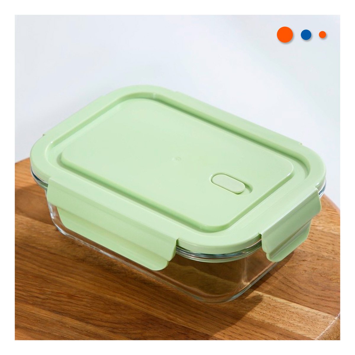 PACK12 COMBO DE CONTENEDORES DE VIDRIO RECTANGULAR CON TAPA VERDE HOGAR Y+REGALO STICKER - 5