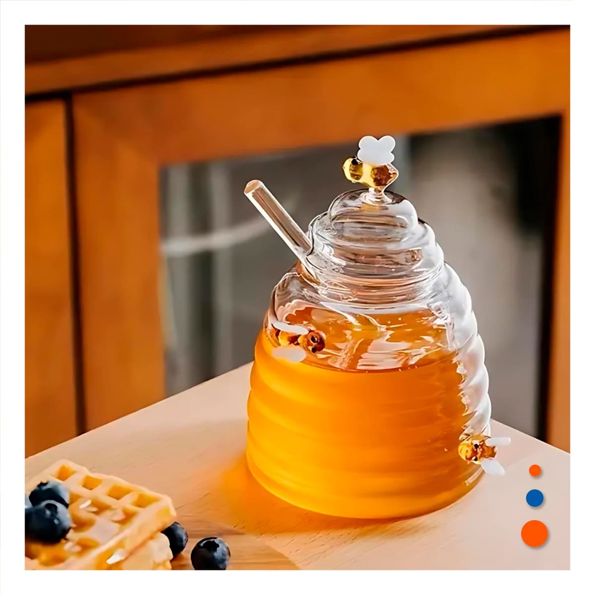 RECIPIENTE PARA MIEL CON RELIEVE DE PANAL Y ABEJAS PARA COCINA Y MESA FAMILIAR Y+PAPEL REGALO - 2