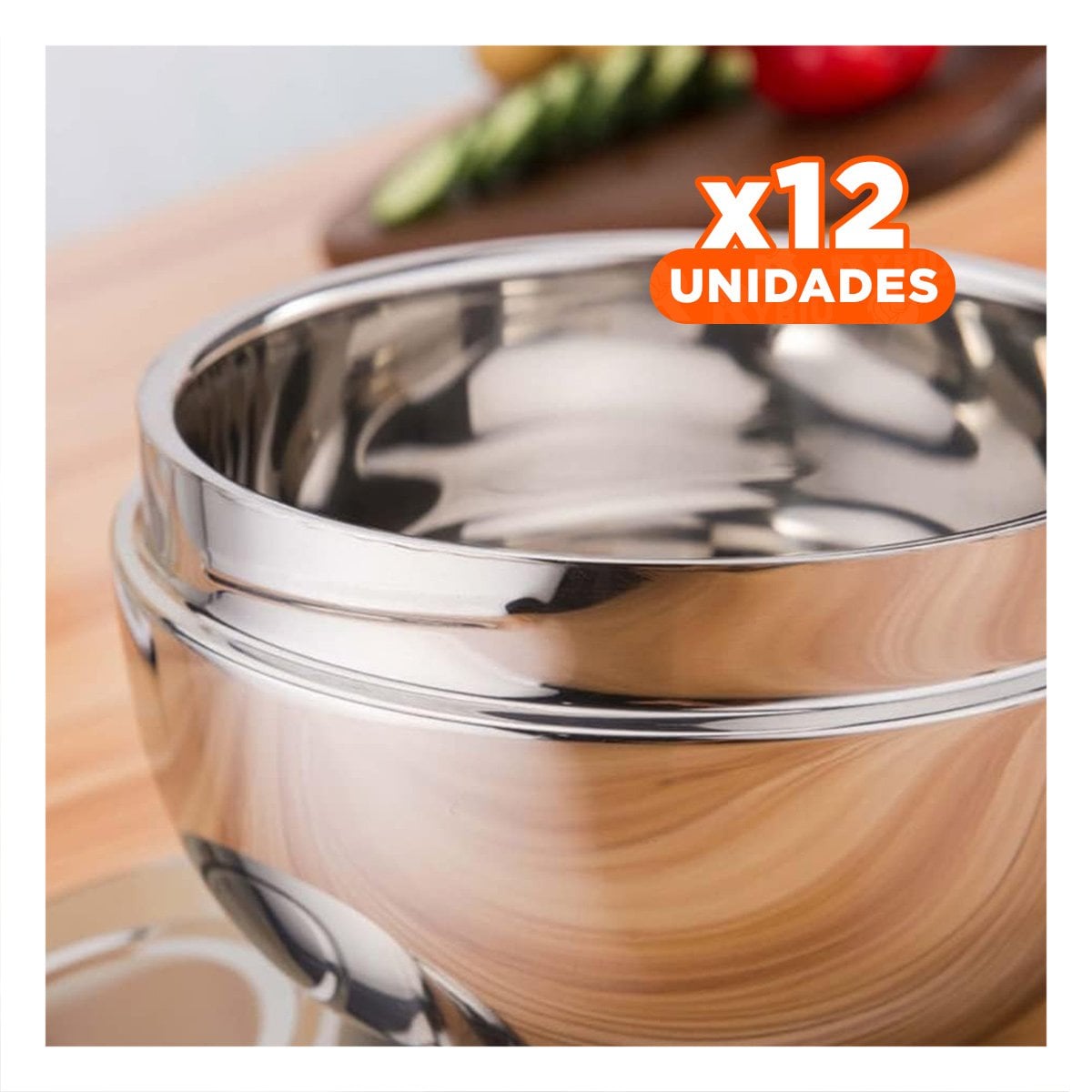 PACK12 RECIPIENTE DE COMIDA TERMICO CIRCULAR 1300ML ACERO PLATEADO HOGAR - 1