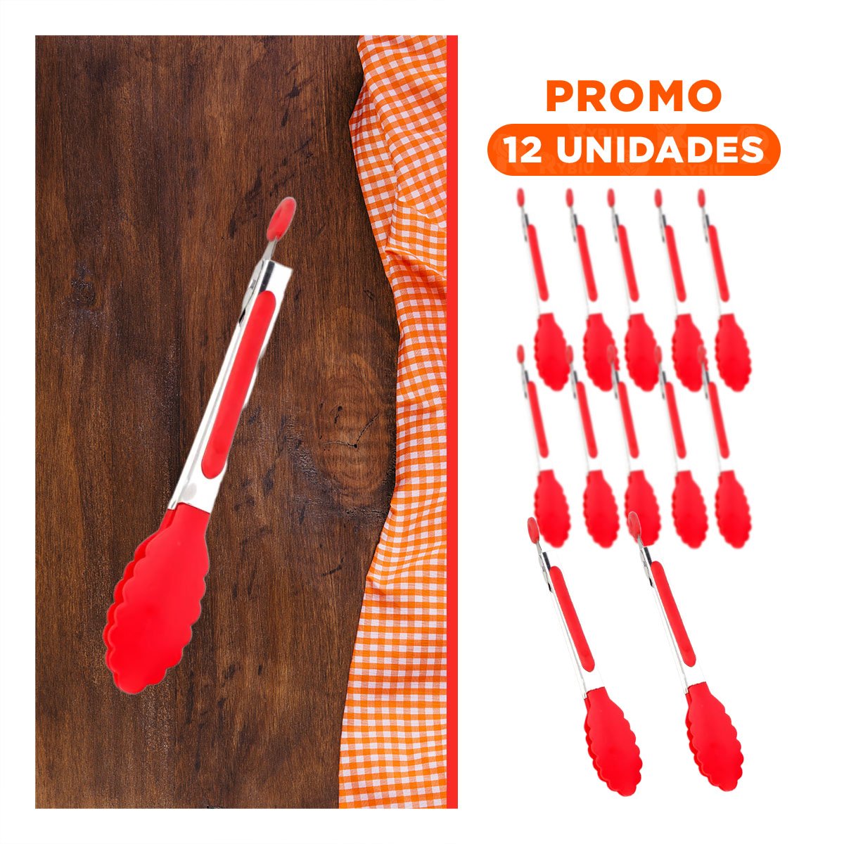 PACK12 SUJETA COMPACTA 21CM EN ROJO PARA COCINA HOGAR PRACTICO Y+REGALO STICKER - 1