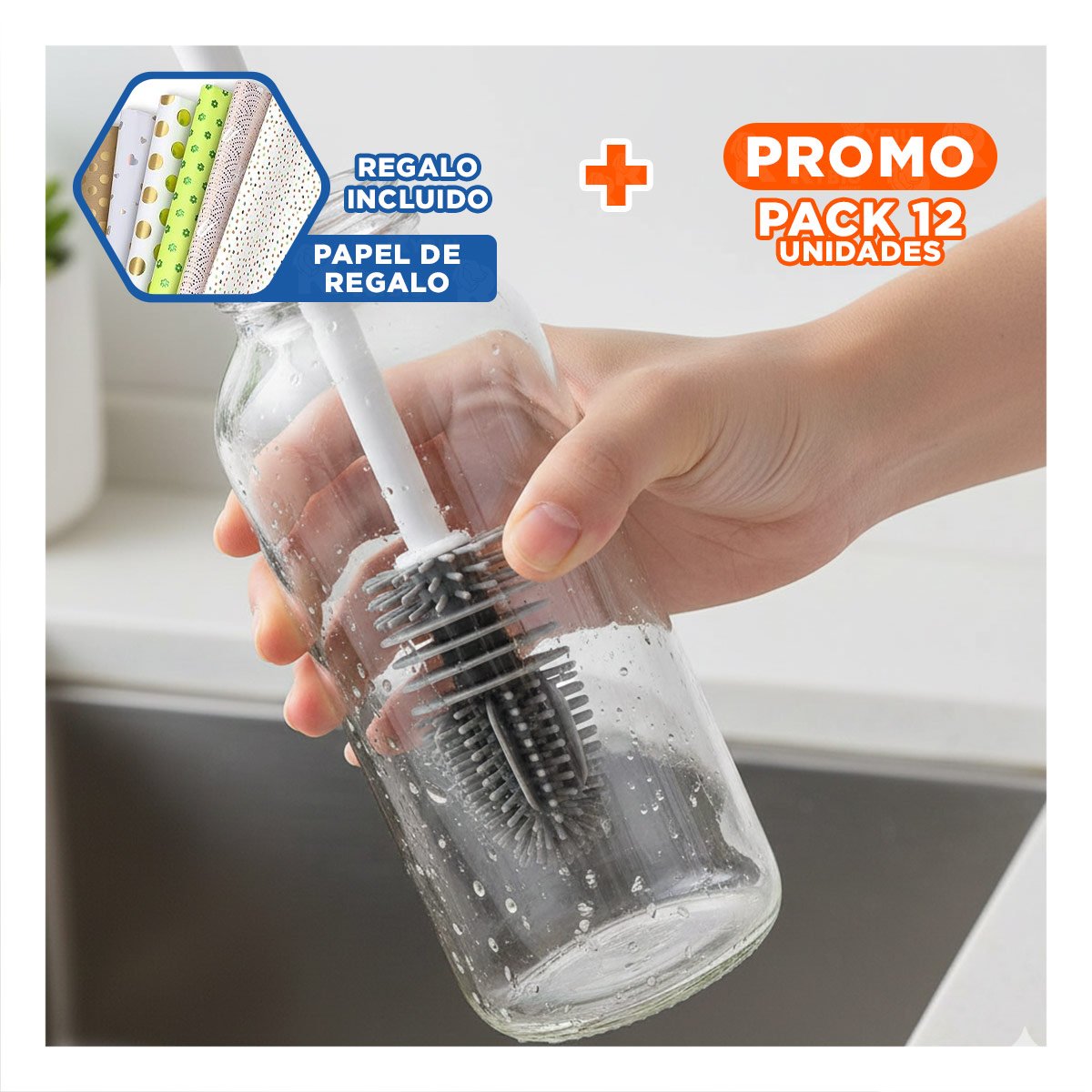 PACK12 HERRAMIENTA PRACTICA DE SILICONA BLANCA PARA BOTELLAS EN CASA Y+PAPEL REGALO - 1