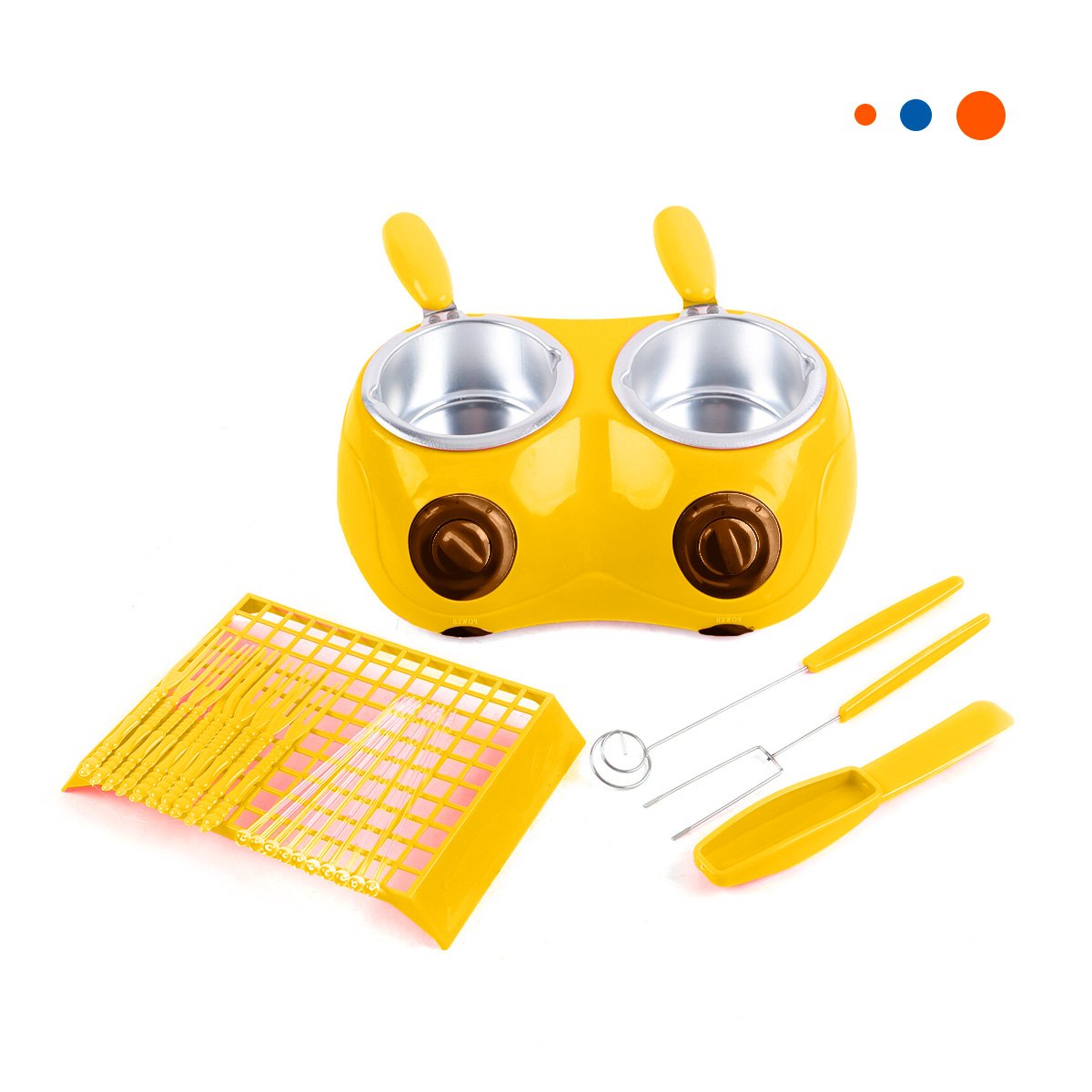 MARMITA DE COCINA CHOCOLATERA DOBLE CON ACCESORIOS AMARILLO Y+REGALO STICKER - 3
