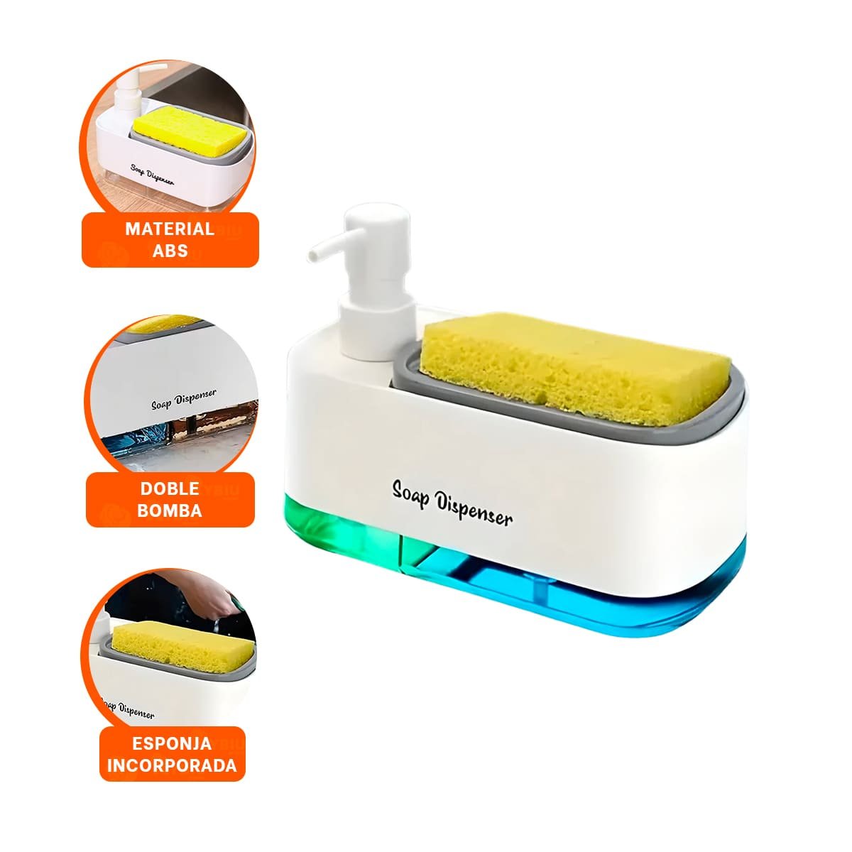 KIT DOBLE DE JABON LIQUIDO LAVAVAJILLA PARA COCINA BLANCO - 3
