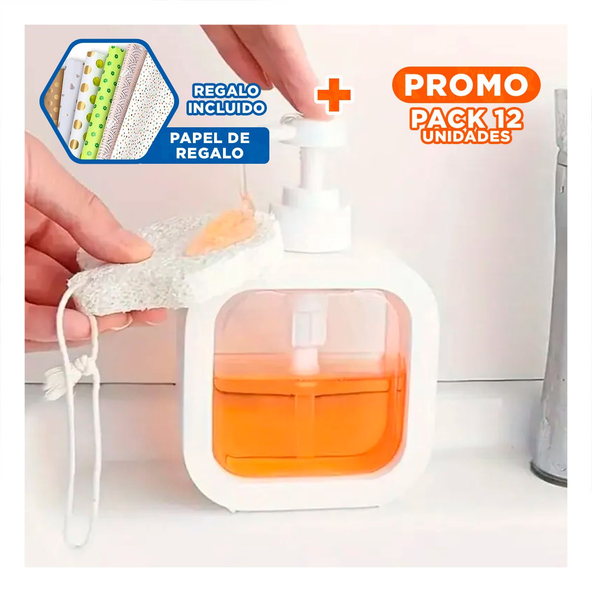 PACK12 SISTEMA FUNCIONAL PARA JABON CUADRADO BLANCO MODERNO Y+PAPEL REGALO - 1