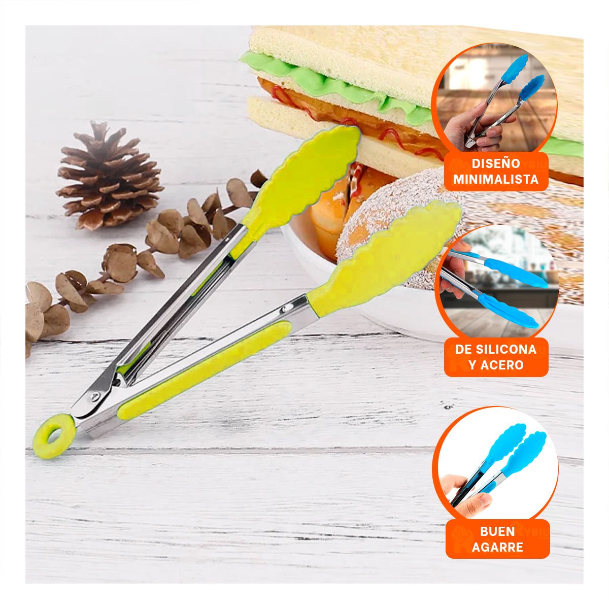 PACK4 ACCESORIO MULTIUSO 21CM EN VERDE LIMON PARA HOGAR - 5