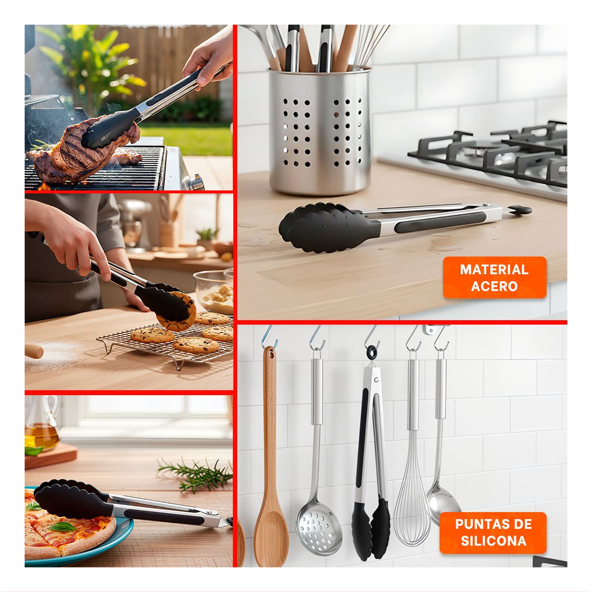 PACK2 FUNCIONAL MULTIUSO DE COCINA 21CM EN COLOR NEGRO PARA HOGAR Y+PAPEL REGALO - 3