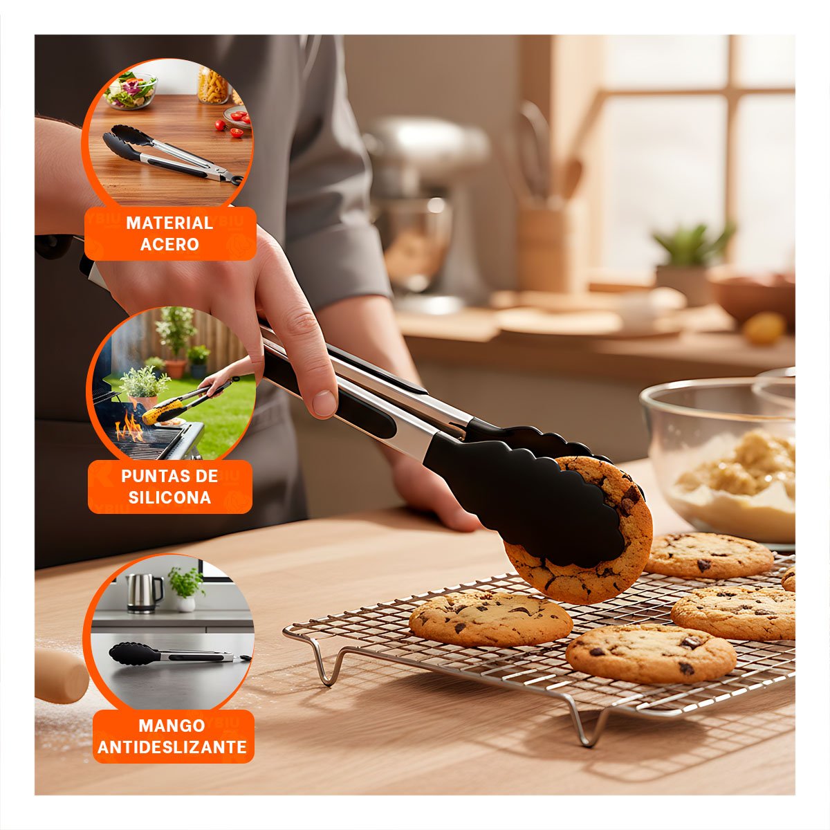 PACK2 FUNCIONAL MULTIUSO DE COCINA 21CM EN COLOR NEGRO PARA HOGAR Y+PAPEL REGALO - 5