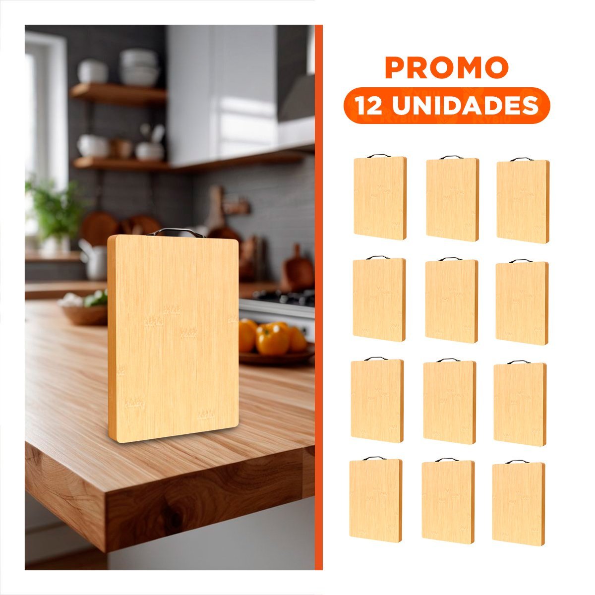 PACK12 PLANCHA PARA COCINA MOSTAZA 35X27X2CM CON MANGO Y+REGALO STICKER - 1