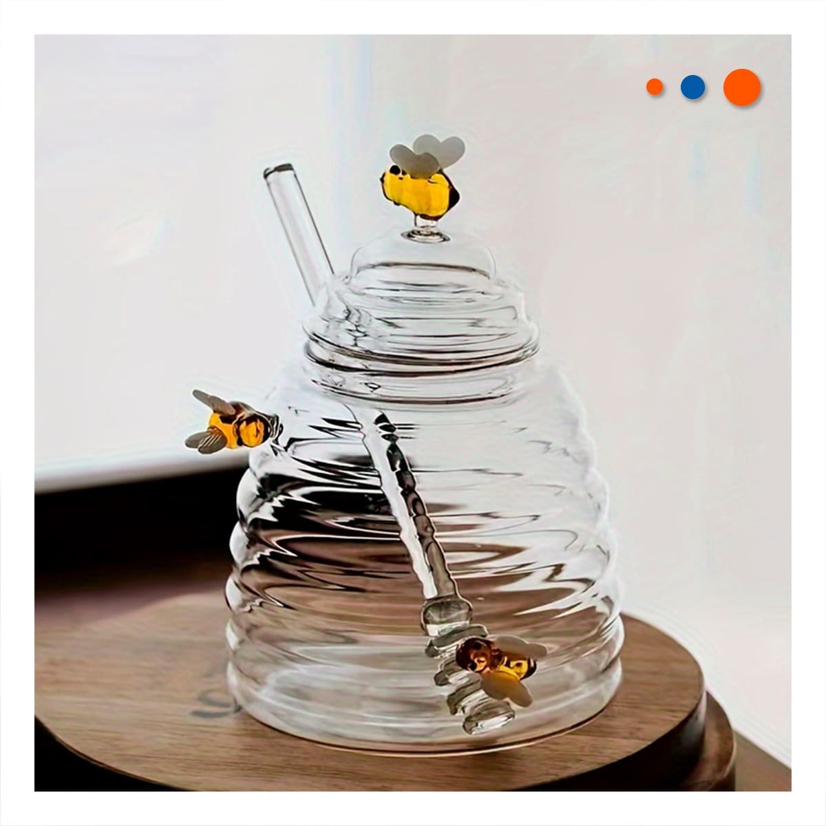 FRASCO PARA MIEL CON ESTILO DE PANAL Y ABEJAS DECORATIVO PARA HOGAR Y COCINA - 2