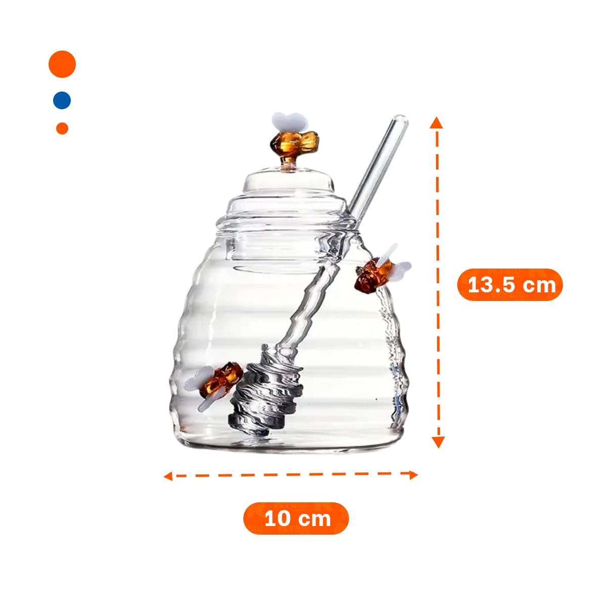 FRASCO PARA MIEL CON ESTILO DE PANAL Y ABEJAS DECORATIVO PARA HOGAR Y COCINA - 4