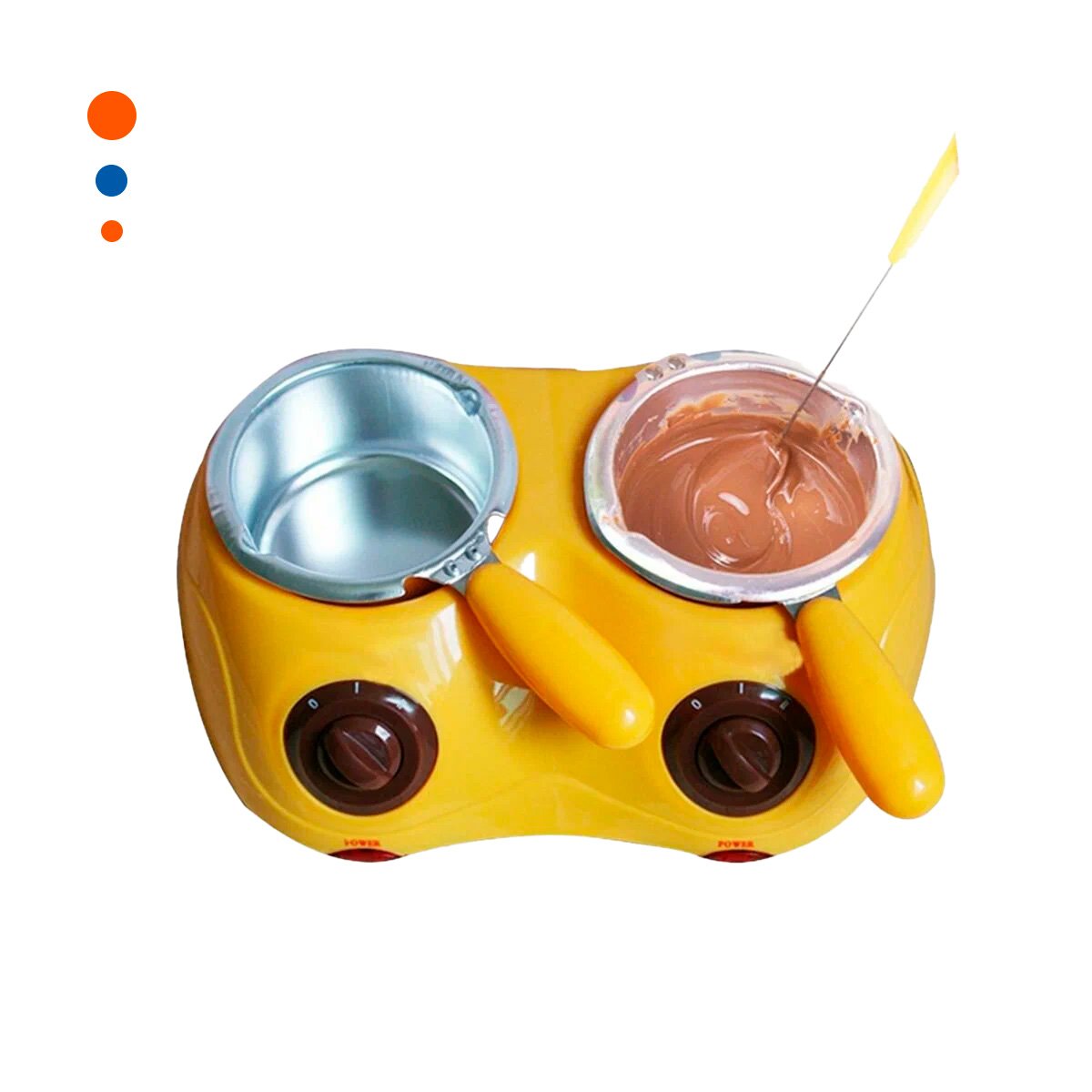PACK2 RECIPIENTE DE COCINA CHOCOLATERO DOBLE CON ACCESORIOS AMARILLO Y+REGALO STICKER - 2