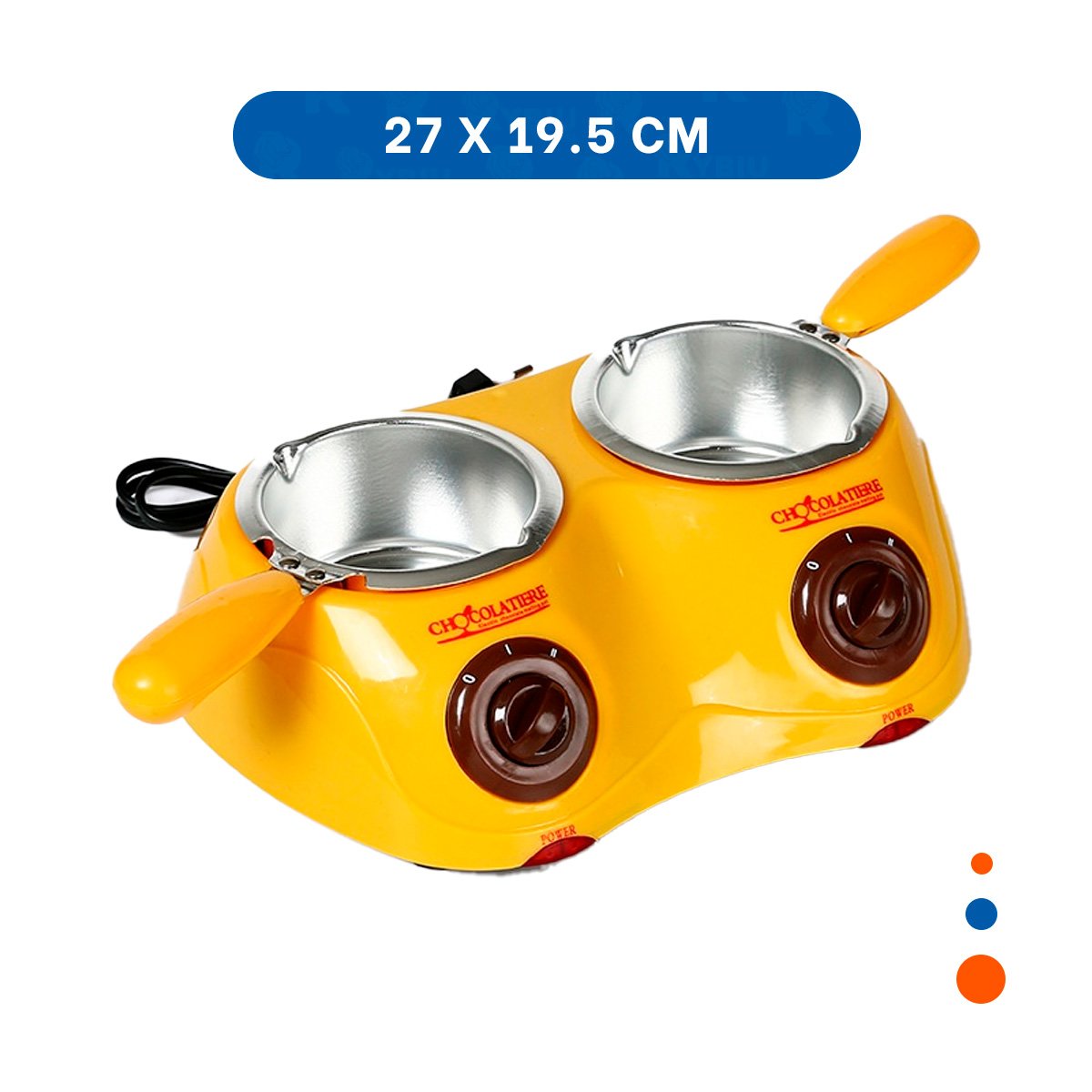 PACK2 RECIPIENTE DE COCINA CHOCOLATERO DOBLE CON ACCESORIOS AMARILLO Y+REGALO STICKER - 4