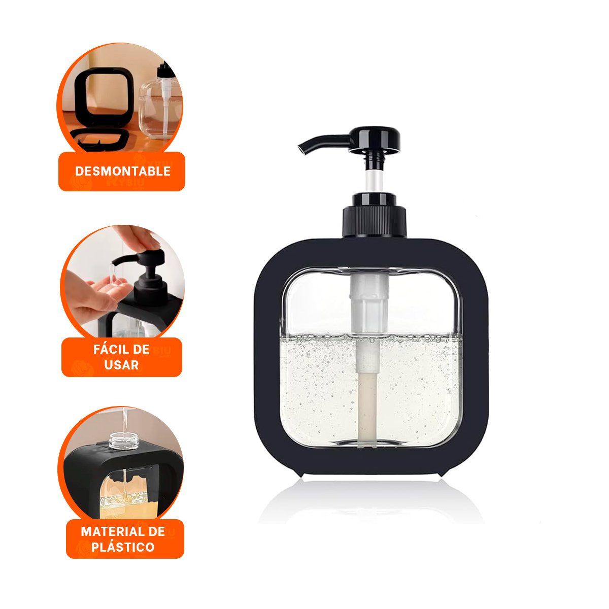 ACCESORIO DE COCINA PARA JABON CUADRADO NEGRO CON FORMATO MODERNO - 3