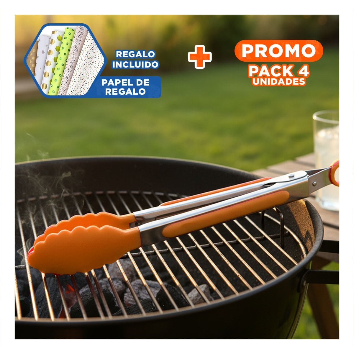 PACK4 HERRAMIENTA PRACTICA 21CM NARANJA PARA COCINA Y HOGAR Y+PAPEL REGALO - 1