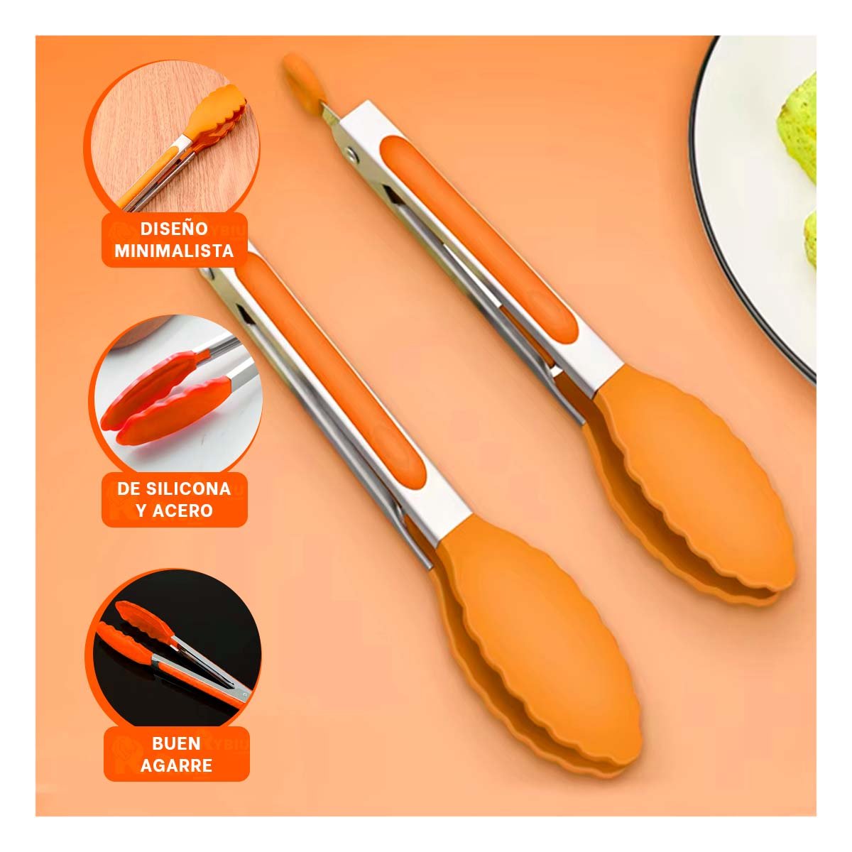 PACK6 HERRAMIENTA DURADERA 21CM NARANJA MULTIUSO PARA COCINA Y+PAPEL REGALO - 2