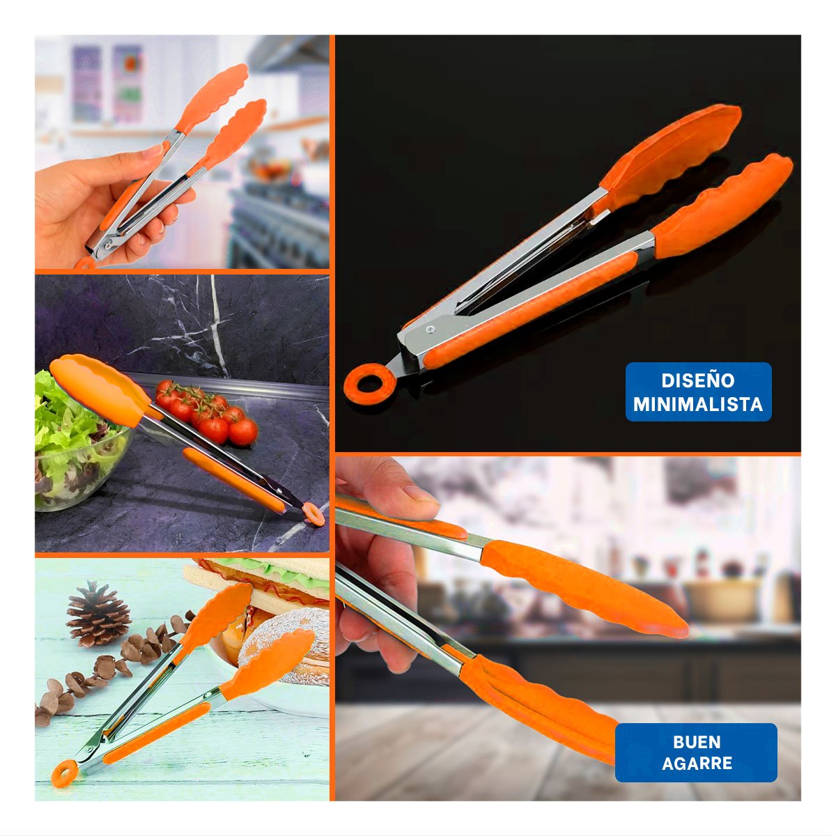 PACK6 HERRAMIENTA DURADERA 21CM NARANJA MULTIUSO PARA COCINA Y+PAPEL REGALO - 3