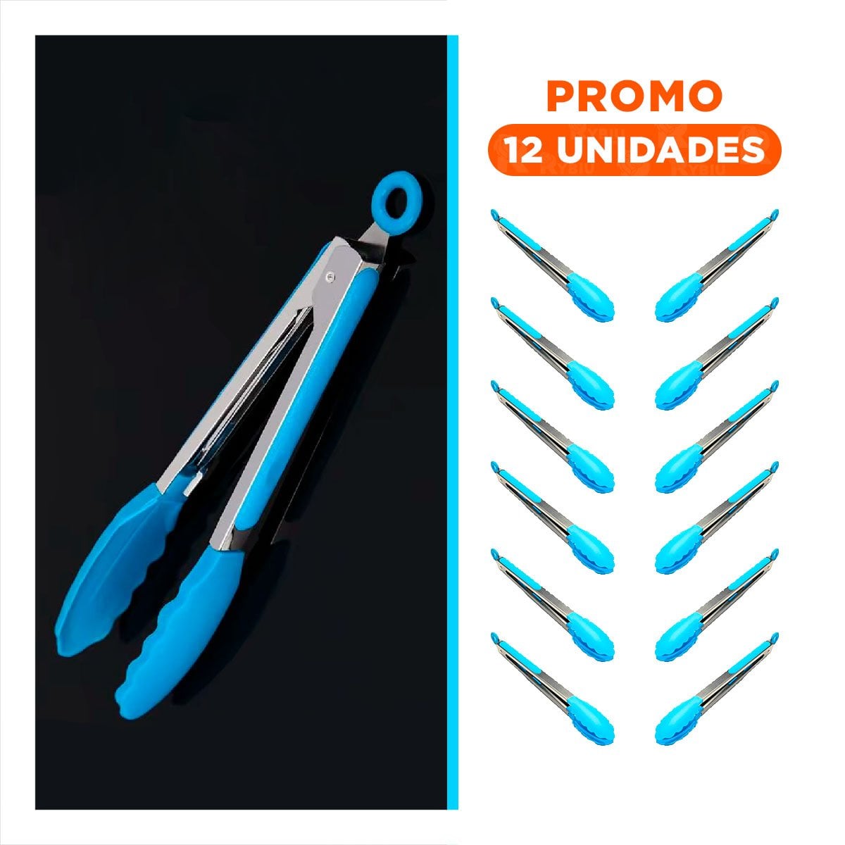 PACK12 PINZA MULTIUSO 21CM CELESTE PARA HOGAR RESISTENTE DE USO DIARIO DURABLE Y+REGALO STICKER - 1