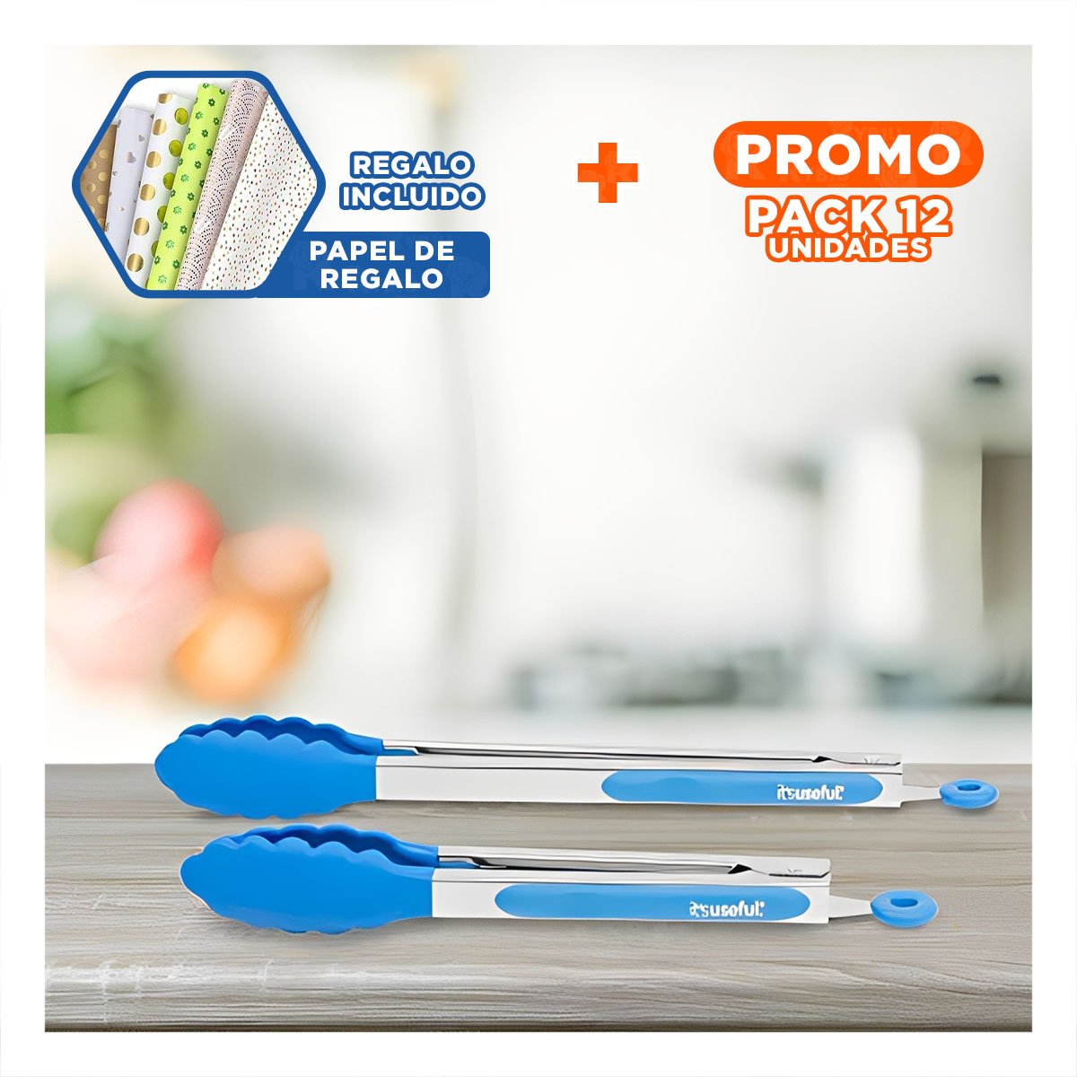 PACK12 PRENSA MULTIUSO 21CM CELESTE PARA HOGAR RESISTENTE Y DURADERA SUPERIORPRO Y+PAPEL REGALO - 1
