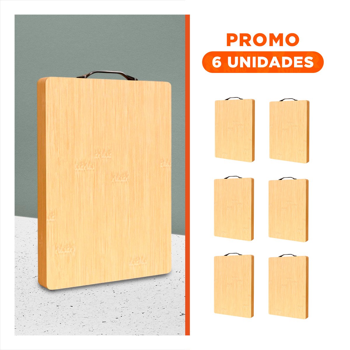 PACK6 PLANCHA MULTIUSO MOSTAZA 35X27X2CM CON MANGO DIARIO - 1