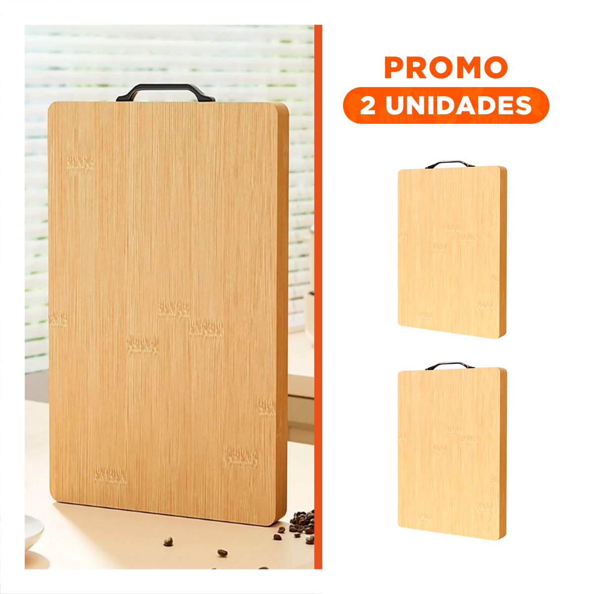 PACK2 SUPERFICIE RECTANGULAR MOSTAZA 35X27X2CM CON MANGO COCINA - 1